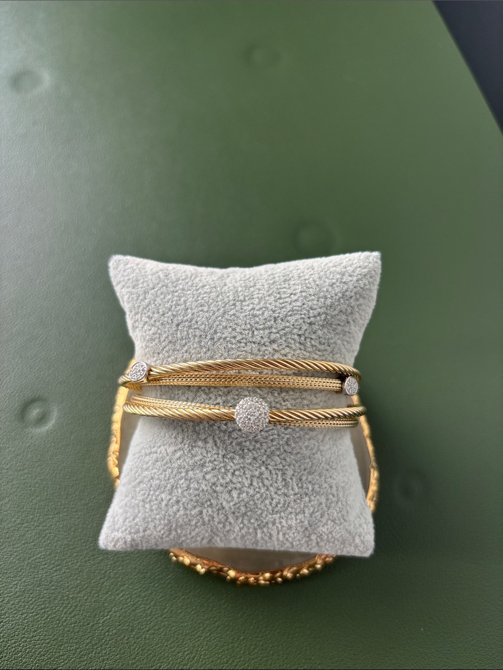Two-Tone Multi-Band Bangle Bracelet with Pavé Accents